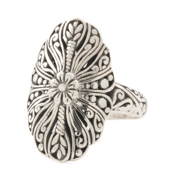ANNIKA WITT Silver Made In Bali Sterling Silver Oval Filigree Flower Ring
